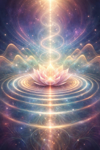 Ein Lotus mit Strahlen nach oben und unten